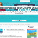 screenshot of Bootstrap Your Dreams podcast episode on Influencer Marketing with Susana Yee