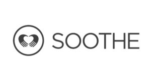 Black Soothe logo with a white background