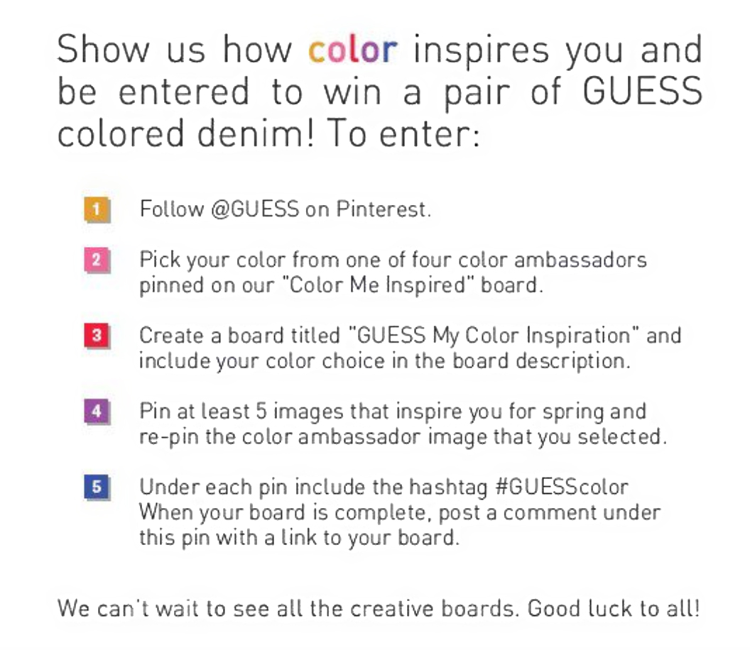 Guess Color Me Inspired Pinterest Contest Instruction Screenshot