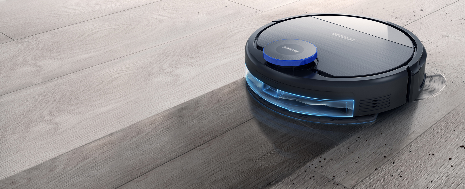 Ozmo 3 Deebot photo close up of robotic vacuum